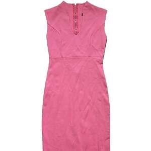Pippa & Pearl Pink V-Neck Cap Sleeve Bodycon Sheath Midi Dress NWT